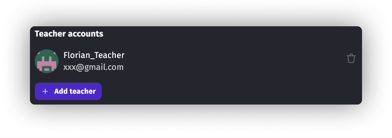 Zoom on the "Add teacher" feature